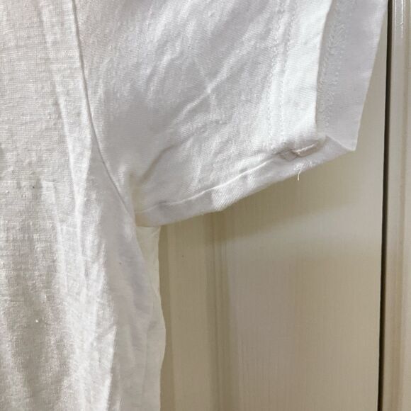 Isabel Marant Étoile V-Neck Short Sleeve Top 100% Linen Off-White Women's Large - Picture 9 of 13